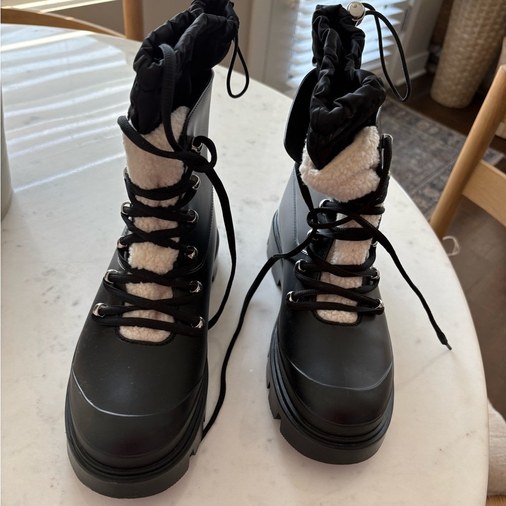 Marc Fisher Black and Cream Winter Boots